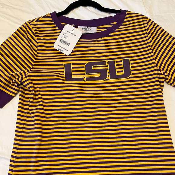 LSU Striped Purple and Gold Tshirt Emerson Street - Picture 1 of 2